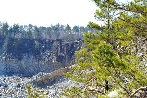 Granite quarry. Stone processing site