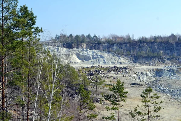 Granite quarry. Stone processing site