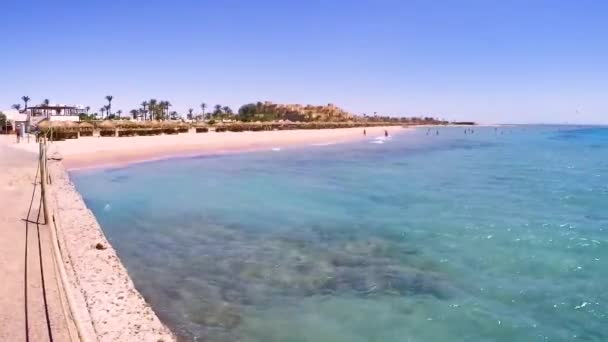 Orilla Del Mar Rojo Playa Arena Costa Costera — Vídeo de stock