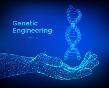 Dna dizisi elde. Tel kafes DNA molekülleri mesh yapı. DNA kodu editable şablon. Bilim ve Teknoloji kavramı. Vektör çizimi.