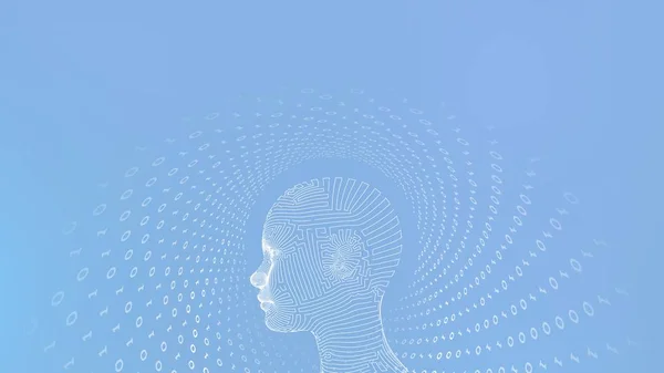 AI. Concepto de inteligencia artificial. Cerebro digital Ai. Cara humana digital abstracta. Cabeza humana en la interpretación de computadoras digitales robot. Concepto de robótica. Concepto de cabezal Wireframe. Ilustración vectorial. — Archivo Imágenes Vectoriales