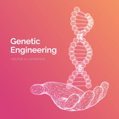 Dna dizisi elde. Tel kafes DNA molekülleri mesh yapı. DNA kodu editable şablon. Bilim ve Teknoloji kavramı. Vektör çizimi.