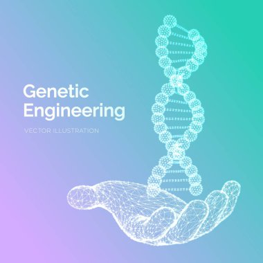 Dna dizisi elde. Tel kafes DNA molekülleri mesh yapı. DNA kodu editable şablon. Bilim ve Teknoloji kavramı. Vektör çizimi.