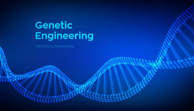 DNA dizisi. Tel kafes DNA molekülleri yapı mesh. DNA kodu düzenlenebilir şablonu. Bilim ve teknoloji konsepti. Vektör Illustration.
