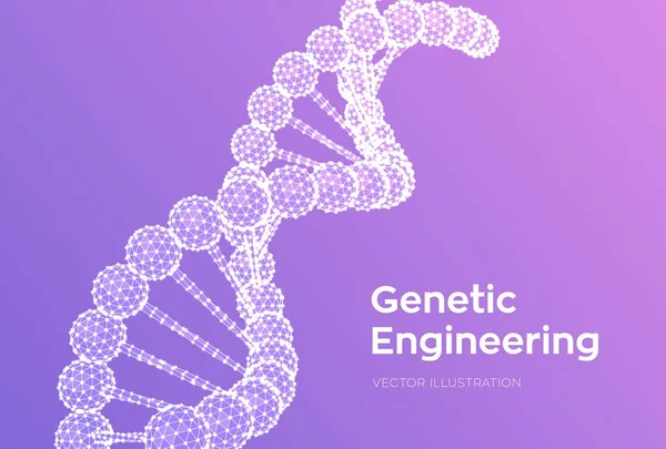 Secuencia ADN. Malla de estructura de moléculas de ADN Wireframe. Plantilla editable de código de ADN. Concepto de Ciencia y Tecnología. Ilustración vectorial . — Vector de stock
