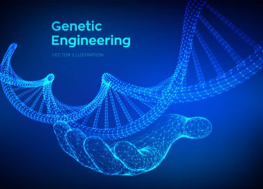 Dna dizisi elde. Tel kafes DNA molekülleri mesh yapı. DNA kodu editable şablon. Bilim ve Teknoloji kavramı. Vektör çizimi.