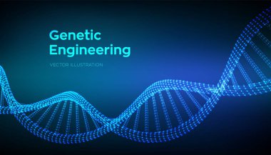 DNA dizisi. Tel kafes DNA molekülleri yapı mesh. DNA kodu düzenlenebilir şablonu. Bilim ve teknoloji konsepti. Vektör Illustration.