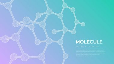 Molekül Yapısı. DNA, atom, nöronlar. Moleküller ve kimyasal formüller. Tıp, bilim, teknoloji, kimya, biyoloji için 3d Bilimsel molekül arka plan. Vektör çizimi.