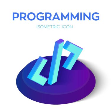 Programming code. 3D Isometric programming code sign. Created For Mobile, Web, Decor, Print Products, Application. Perfect for web design, banner and presentation. Vector Illustration clipart svg vector 
