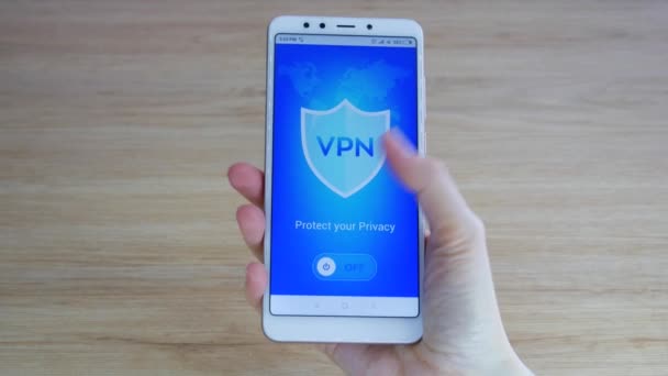 Віртуальна Приватна Мережа Включення Vpn Смартфон Шифрування Даних Замінник Кібербезпека — стокове відео