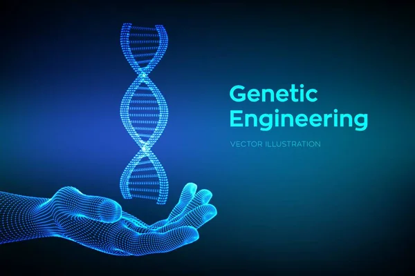 Dna dizisi elde. Tel kafes DNA molekülleri mesh yapı. DNA kodu editable şablon. Bilim ve Teknoloji kavramı. Vektör çizimi. — Stok Vektör