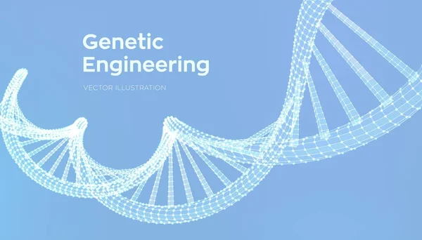 DNA dizisi. Tel kafes DNA molekülleri yapı mesh. DNA kodu düzenlenebilir şablonu. Bilim ve teknoloji konsepti. Vektör Illustration. — Stok Vektör