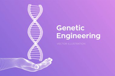 Dna dizisi elde. Tel kafes DNA molekülleri mesh yapı. DNA kodu editable şablon. Bilim ve Teknoloji kavramı. Vektör çizimi.