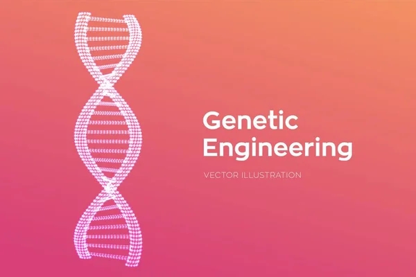 DNA-sequentie. Draadmodel DNA-moleculen structuur mesh. DNA-code bewerkbare sjabloon. Wetenschaps-en technologie concept. Vector illustratie. — Stockvector