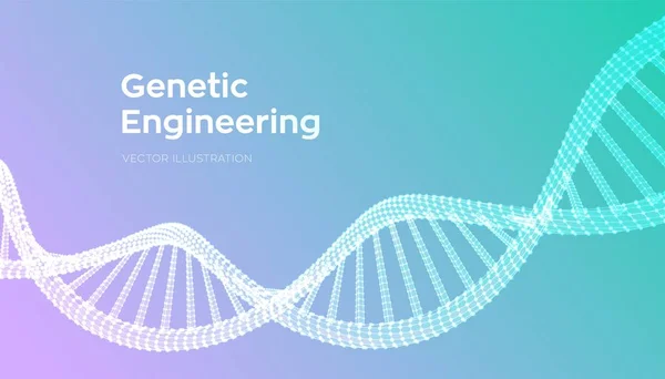 Dna 서 열. 와이어 프레임 Dna 분자 구조 메쉬. Dna 코드 편집 가능한 템플릿입니다. 과학 및 기술 개념입니다. 벡터 일러스트. — 스톡 벡터