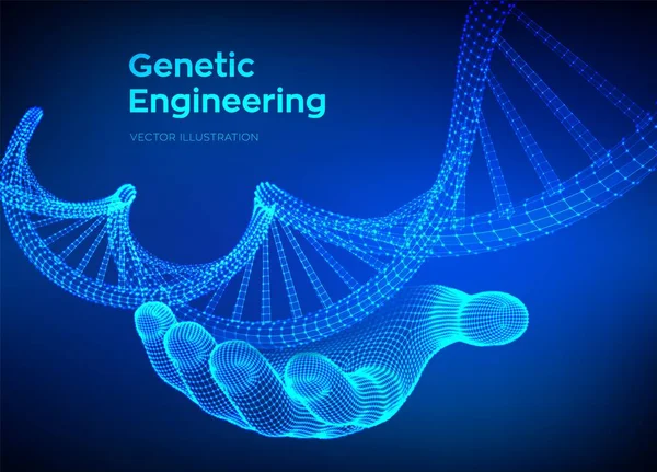 Dna dizisi elde. Tel kafes DNA molekülleri mesh yapı. DNA kodu editable şablon. Bilim ve Teknoloji kavramı. Vektör çizimi. — Stok Vektör