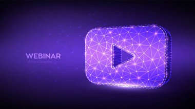 Giyin. Soyut Düşük Çokgen giyim simgesi. İnternet konferansı. Web tabanlı seminer. Mesafe öğrenme. E-öğrenme işi teknolojisi sembolü. Vektör illüstrasyonu