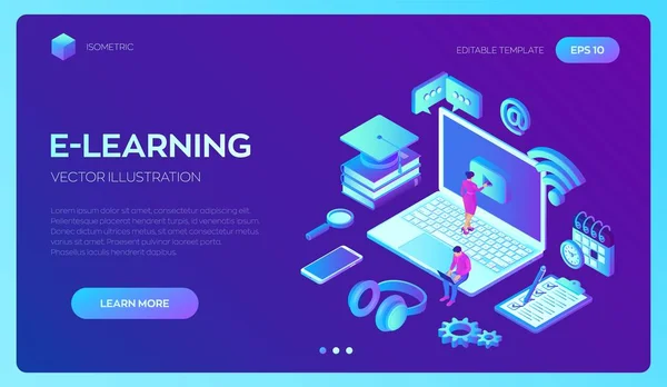 Learning Innovatief Concept Voor Online Onderwijs Afstandsonderwijs Webinar Seminarie Conferentie — Stockvector