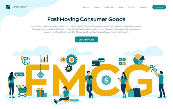 Fmcg Fast Moving Consumer Goods Akronym Rychle Pohybující Produkt Krátkodobé — Stockový vektor