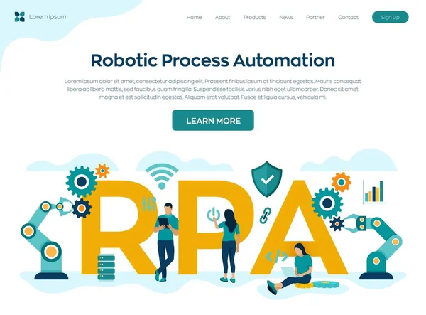 Rpa Robotic Process Automation Innovation Technology Інтелектуальна Автоматизація Системи Штучний — стоковий вектор