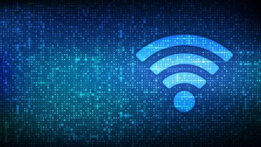 Wi-Fi ağ simgesi. Düşük polyester soyut Wi-Fi işareti. Wlan erişimi, kablosuz bağlantı sinyali sembolü. Mobil bağlantı bölgesi. Veri transferi. Yönlendirici ya da mobil iletim. 3B çokgen vektör çizimi