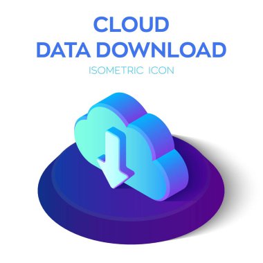 Cloud Data İndirme Simgesi. İndirme Arrow 'lu 3 boyutlu Isometric Cloud. Mobil, Web, Dekor, Yazdırma Ürünleri ve Uygulama İçin Oluşturuldu. Web tasarımı, afiş ve sunum için mükemmel. Vektör illüstrasyonu