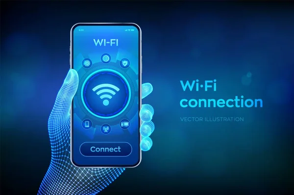 Kablosuz Bağlantı Kavramı Ücretsiz Wifi Sinyali Teknolojisi Internet Kavramı Yakın — Stok Vektör