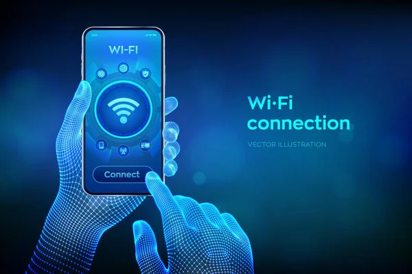 Kablosuz Bağlantı Kavramı Ücretsiz Wifi Sinyali Teknolojisi Internet Kavramı Yakın — Stok Vektör