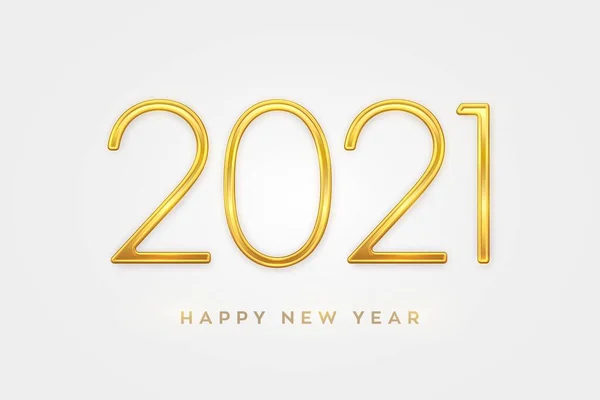 Happy New 2021Year Golden Metallic Luxury Numbers 2021 Realistic Sign — Stock Vector
