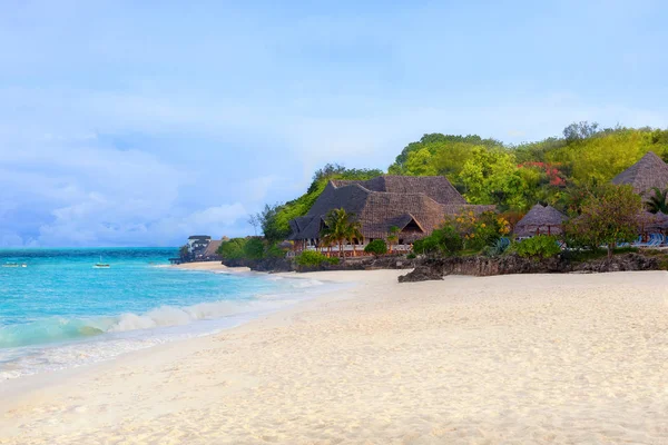 Luxury Resort Empty White Sand Beach Zanzibar Tanzania — Stock Photo, Image