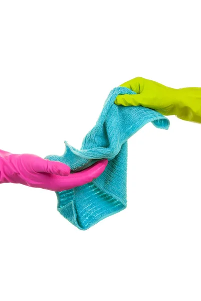 Cleaning Gloves Rag Isolated White Background — Stock Photo, Image
