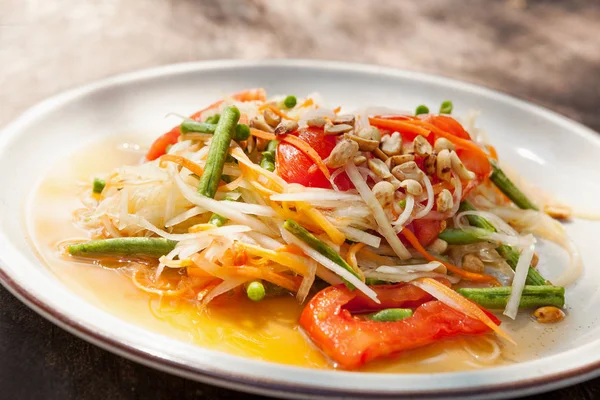 Som Tam Heerlijke Traditionele Thaise Papaja Salade — Stockfoto