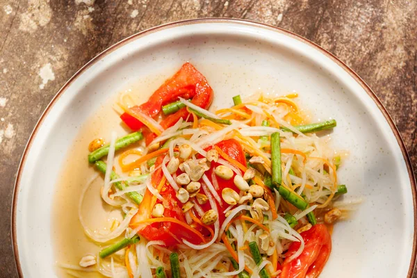 Salad Pepaya Thailand Tradisional Som Tam Yang Lezat — Stok Foto