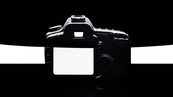 Dslr Fotocamera Dietro Nella Silhouette — Foto Stock