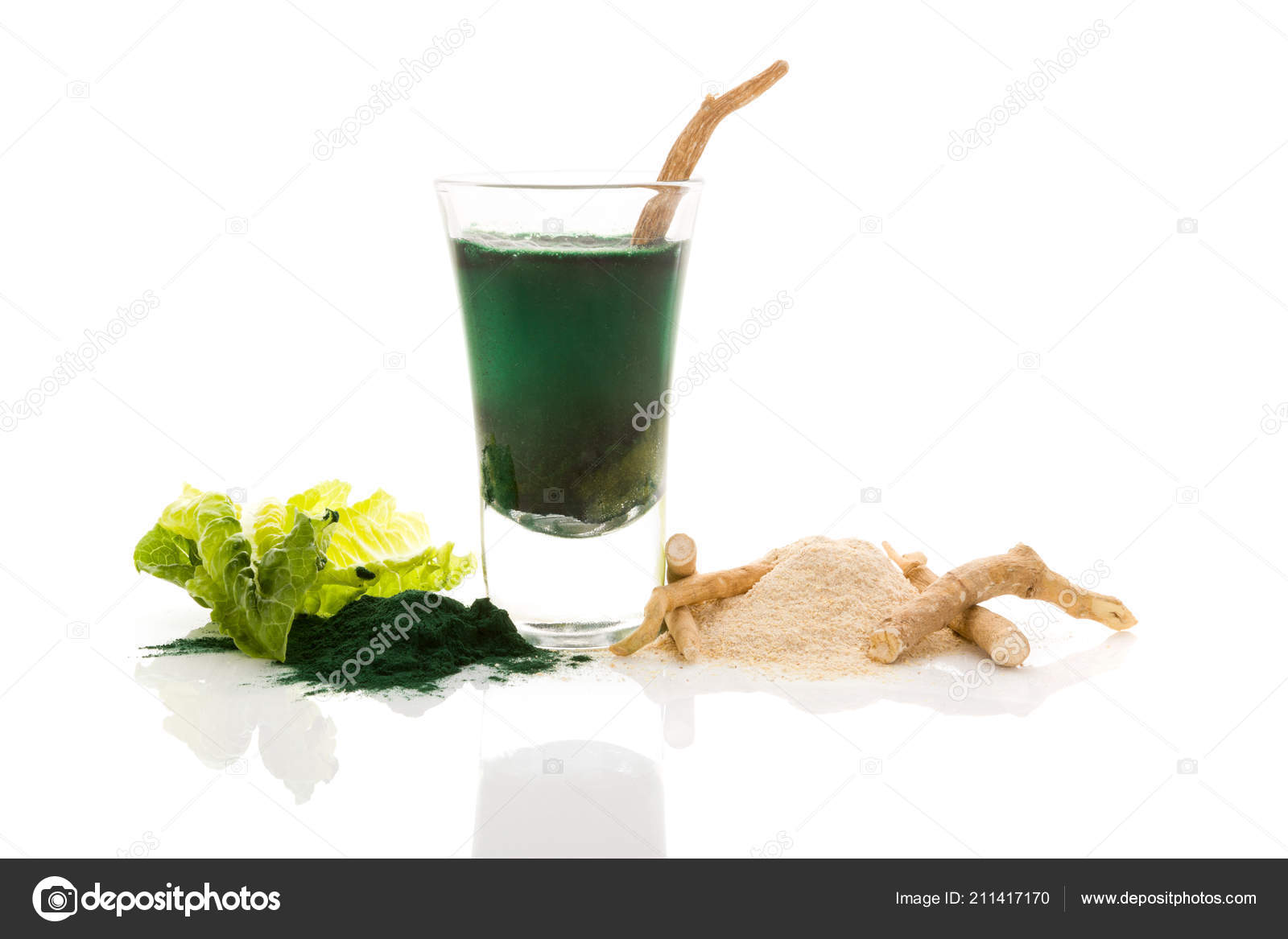 Withania Somnifera Root Ashwagandha Chlorella Green Juice Isolated
