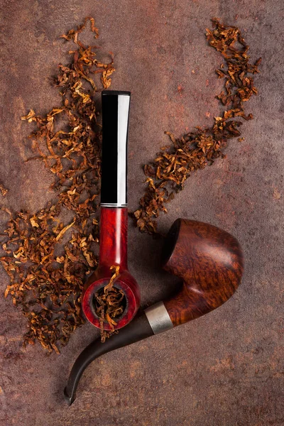 Pipes Classiques Bois Avec Tabac Haut — Photo