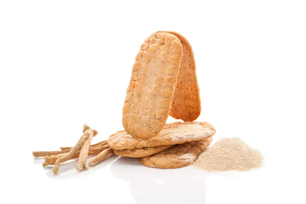 Koekje Gemaakt Van Ashwagandha Poeder Geïsoleerd Een Witte Achtergrond Gezonde — Stockfoto