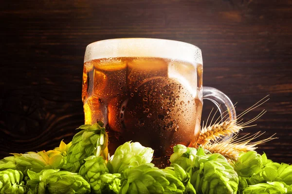 Cerveza Lujo Vaso Con Lúpulo Ramitas Cebada —  Fotos de Stock