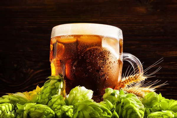 Cerveza Lujo Vaso Con Lúpulo Ramitas Cebada —  Fotos de Stock