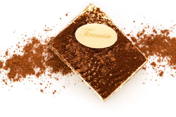 Tiramisu dessert isolerad på vit bakgrund. — Stockfoto