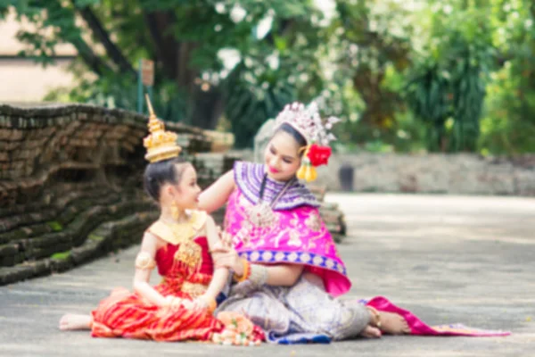 Asian woman wearing typical, traditional Thai Dress. It is liter — Stock Photo, Image