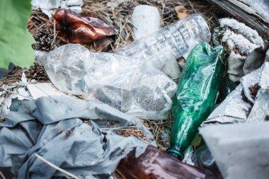 Atık yönetimi ve bertaraf. Ekoloji sorunu. Doğada yasadışı çöplük.