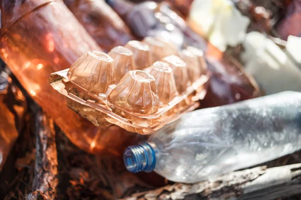 Concetto Ecologia Protezione Dell Ambiente Inquinamento Plastica Spazzatura Riciclaggio — Foto Stock