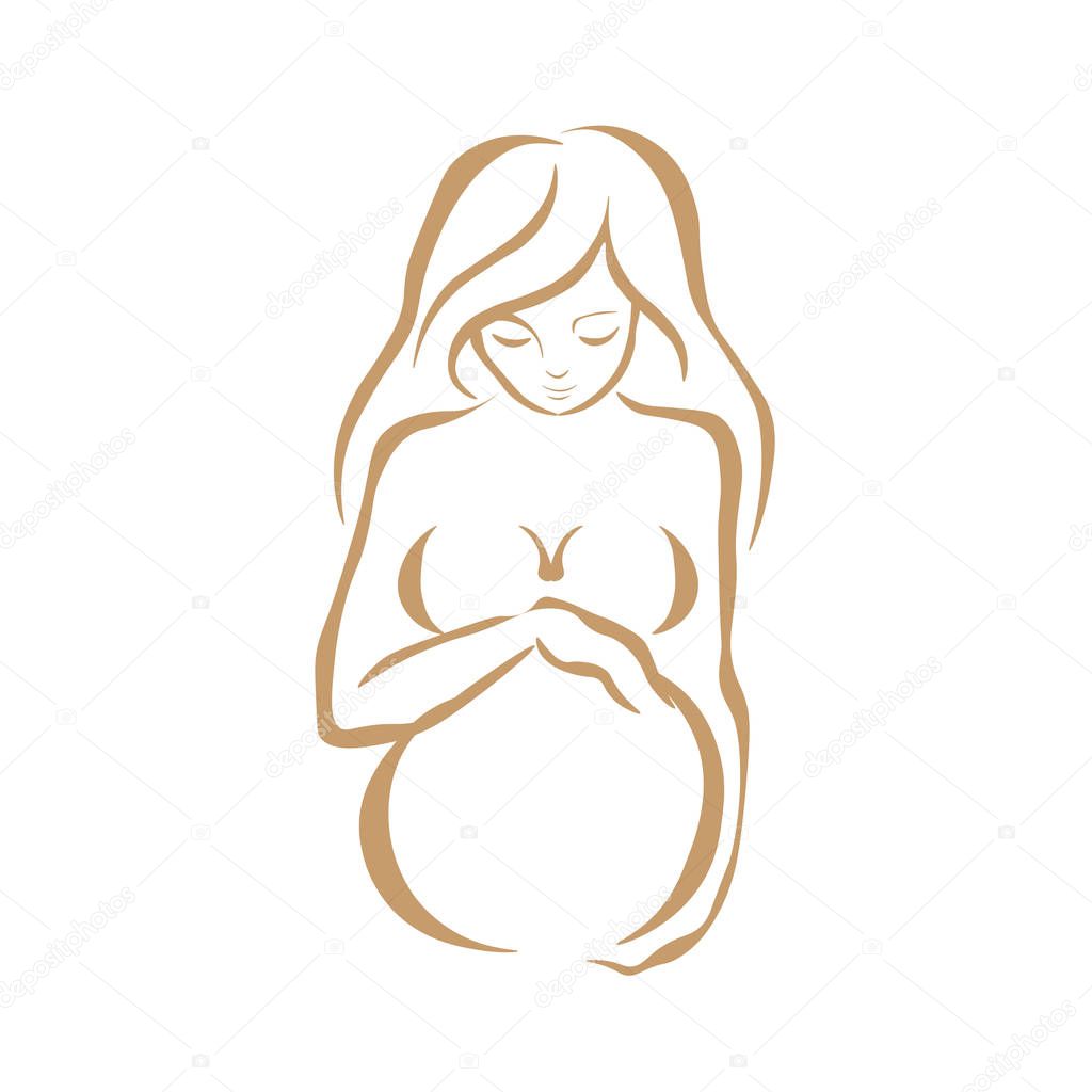 Pregnant women in third trimester of pregnancy. Illustration for websites, magazines and brochures. Web.