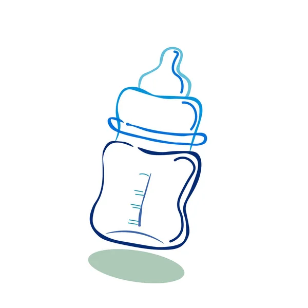 Butelka Karmienia Niemowląt Białym Tle Napój Plastikowy Baby Formula Jedzenie — Wektor stockowy