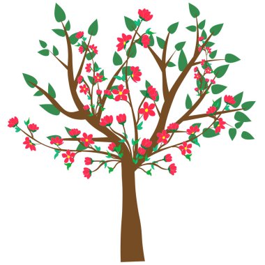 Ağaç ve kökleri vektör, yuvarlak şekilli ağaç