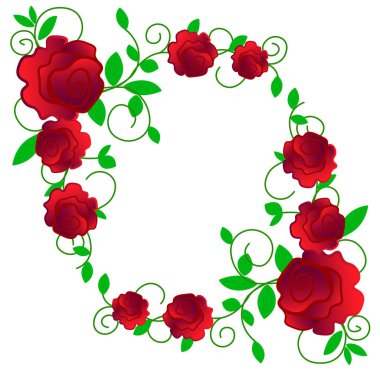 Vektör çiçek çelenk. Çiçekler, yapraklar ve dallar. Düğün veya kartpostal için kompozisyon. Vektör Illustration