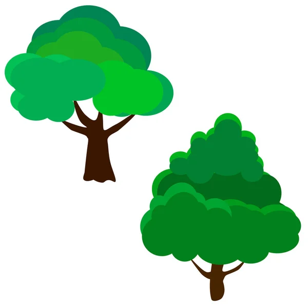 Карикатурная Иллюстрация Вектора Зеленого Дерева Природные Листья Летних Зеленых Деревьев — стоковый вектор