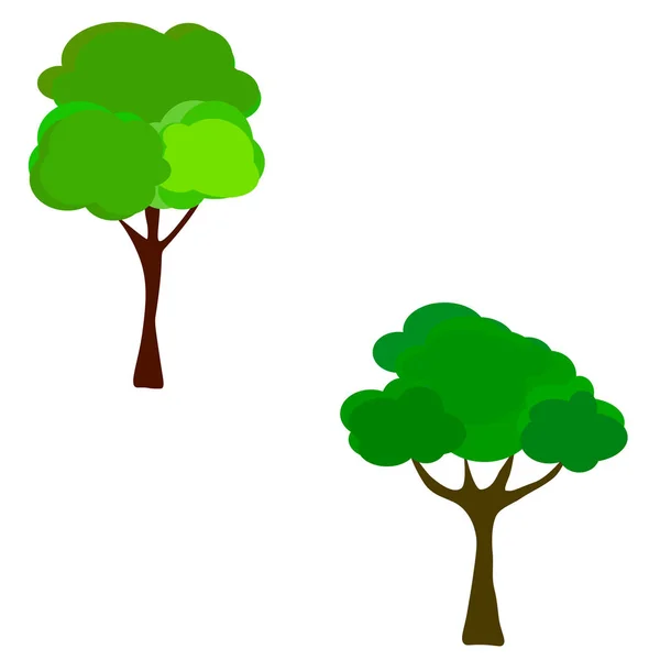 Dibujos Animados Jardín Verde Árbol Vector Ilustración Planta Natural Hoja — Vector de stock