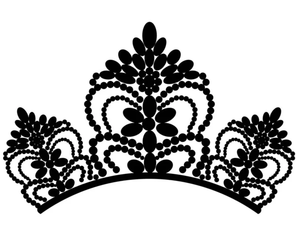 Couronne Roi Noir Blanc Graphique Avec Lys Royal Vecteur Diamants — Image vectorielle